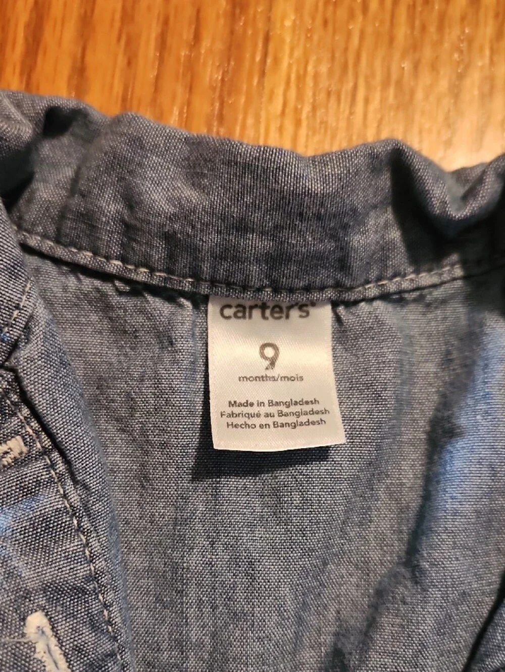 Carter's Chambray Blue Denim Baby One-Piece